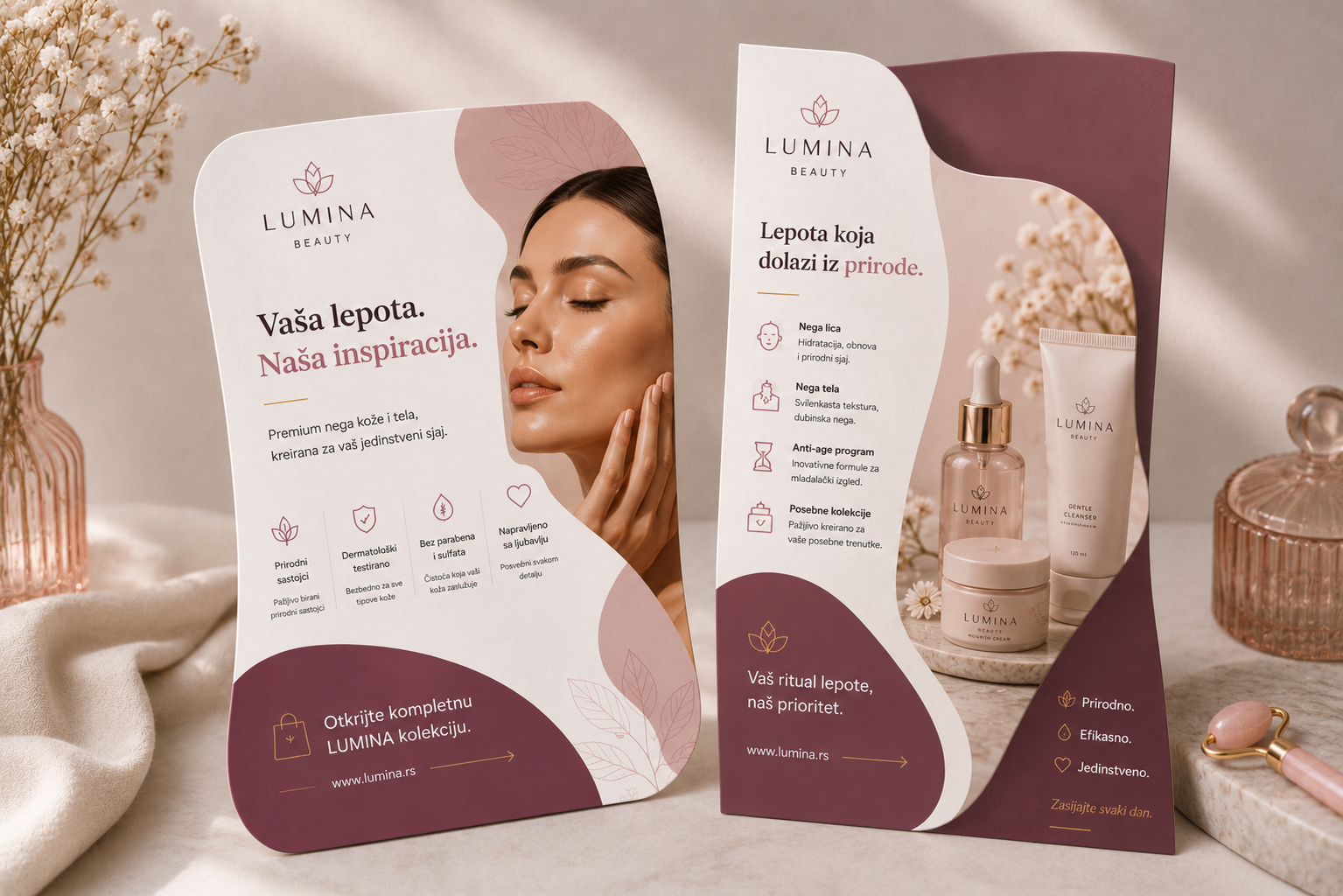 Lumina talasasti die-cut lifleti