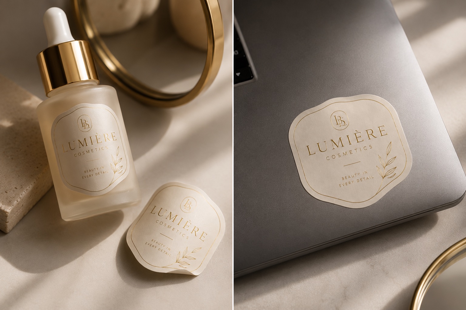 Lumiere detalj zlatne papirne etikete